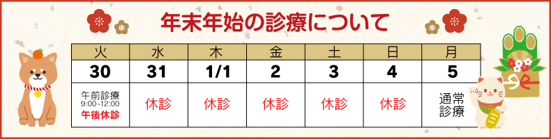 年末年始の診療日
